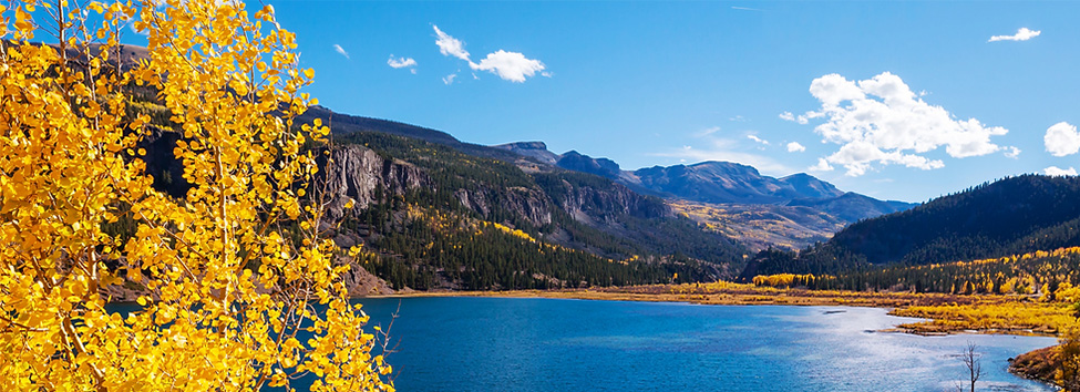 Colorado Mountain View in the fall - overlooking a lake